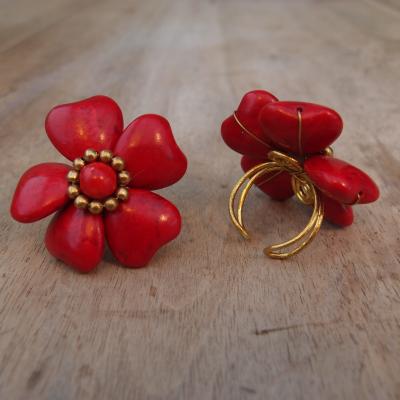 Bague coeur rouge